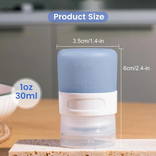 Vista 7 de MICEBAY Botellas exprimibles de condimentos para salsas, mini recipiente de silicona para aderezo de ensalada de 1 onza para llevar con bolsa