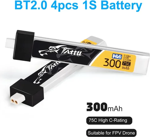 Vista 5 de 4 unids BT2.0 300mAh 1S batería 3.8V 75C FPV Lipo batería con conector BT2.0 enchufe para FPV Tiny Whoop 1S sin escobillas Whoop Drone
