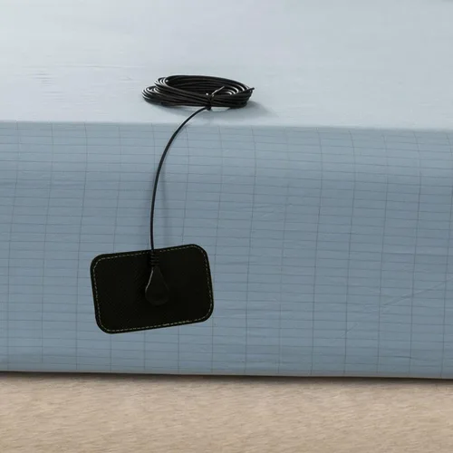 Vista 6 de Sábanas de cama Grounding - 90% algodón orgánico y 10% fibra plateada conductora, sábana bajera ajustable de bolsillo profundo con cable de conexión