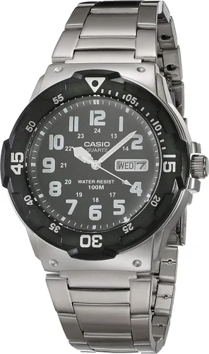 Vista 2 de Casio MRW200H Series Unisex Analog Watch 100M WR Stainless Steel Case Resin Band 2 Hand Analog (HR, Min, SEC) Date Display Screw Down