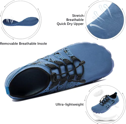 Vista 2 de YESMOLA Mens Water Shoes Beach Barefoot Shoes Wide Toe Five Finger Swim Aqua Shoes for Pool Fishing River Surfing