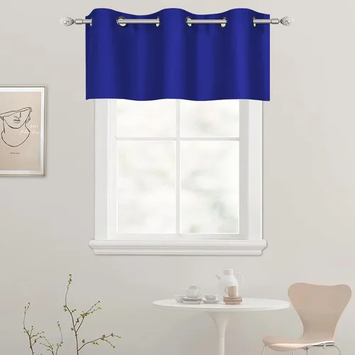 Vista 64 de DECOVSUN Cenefa de cortina opaca amarilla brillante para ventanas de cocina, cenefa opaca con ojales para dormitorio, cenefa corta y recta para sala