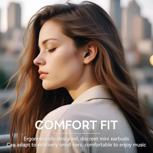 Vista 9 de Mini auriculares invisibles inalámbricos Bluetooth, pequeños auriculares para pequeños canales de oídos, pequeños auriculares discretos para dormir