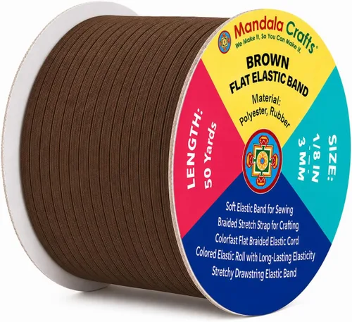 Vista 93 de Mandala Crafts 20 yardas 1/2 pulgada 0.472 in bandas elásticas beige
