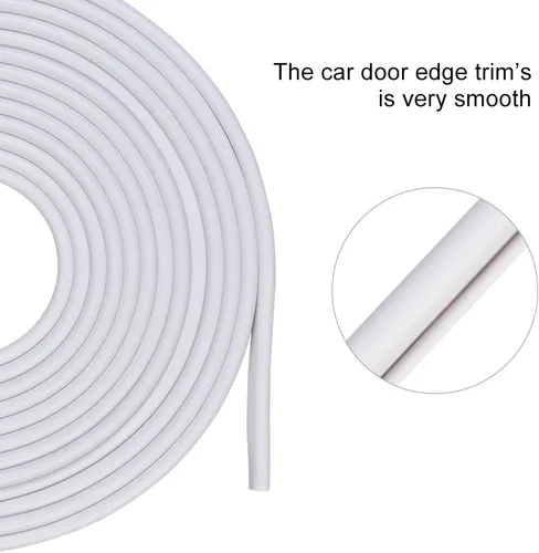 Vista 3 de Protector de puerta de automóvil de 16.4 ft, tira de goma antiarañazos, color blanco