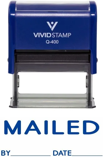 Vista 12 de MAILED con sello de goma autoentintado por línea de fecha (tinta negra) - Grande Negro