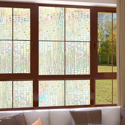 Vista 3 de Película 3D para ventana de arco iris, película de privacidad esmerilada para ventana, calcomanías decorativas de vinilo para ventana