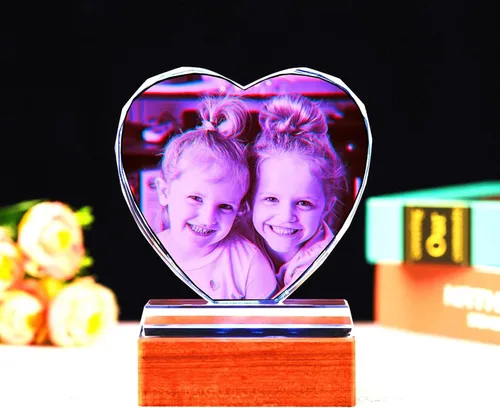 Vista 4 de Regalos de fotos personalizados de cristal – Marcos de fotos en forma de corazón, cumpleaños, aniversario, boda, Navidad, regalos para novia