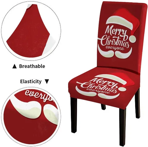 Vista 102 de CAPSCEOLL Christmas Dining Chair Covers,Snowflakes Festive Winter Pattern Stretch Chair Covers for Dining Room Set of 2 Washable Spandex Parson
