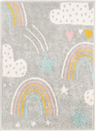 Vista 3 de Unique Loom Whimsy Collection - Alfombra rectangular de 2 pies 2 pulgadas x 2 pies 11 pulgadas, gris/marfil