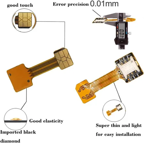 Vista 4 de Adaptador Dual SIM Nano SD (2 piezas) para Samsung Huawei Xiaomi Lenovo, extensor ultra delgado de oro SIM para teléfono inteligente Android