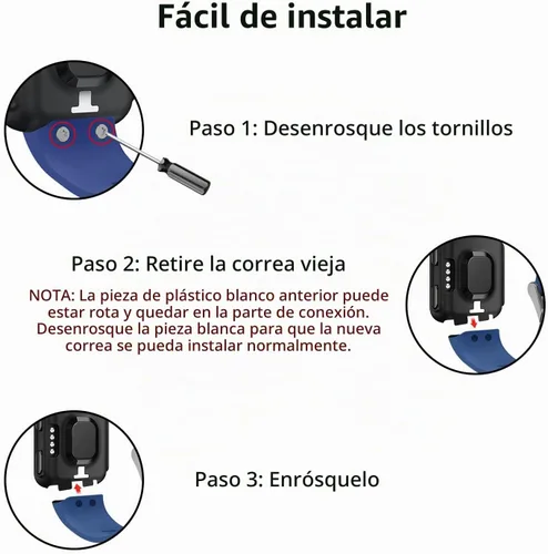 Vista 4 de Correa de repuesto para reloj Garmin Forerunner 35, correa de silicona suave compatible con Forerunner 35 Smartwatch Azul marino