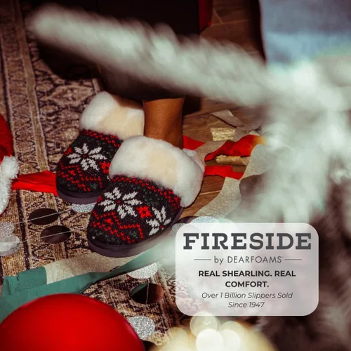 Vista 95 de Dearfoams Fireside Sydney Pantuflas anchas de piel de oveja para mujer, para interiores y exteriores