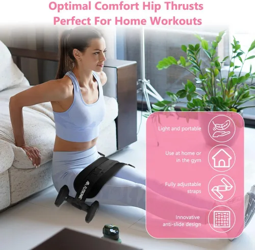 Vista 2 de Flintronic Exercise Hip Thrust Belt, Glute Trainer, Adjustable Hip Thrust Belt with Extra Padding for Dumbbells Kettlebells Gym Fitness Bodybuilding