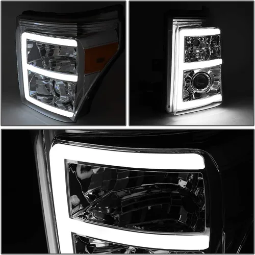 Vista 3 de DNA MOTORING HL-HPL-LED-FSU13-SM-AM-T2 Par de faros delanteros LED E-Styling DRL de repuesto compatible con Ford F-250 F-350 F-450 F-550 Super Duty