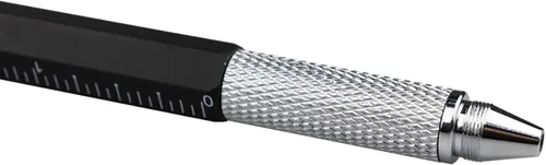 Vista 6 de DUNBONG Bolígrafo de metal multiherramienta 6 en 1, con destornillador, tinta negra, lápiz capacitivo, nivel y regla, 1 unidad (negro)