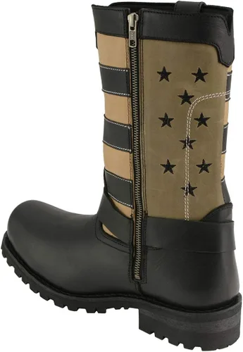 Vista 5 de Milwaukee Leather MBM9045 - Botas de arnés para motocicleta con estrellas y rayas, color negro, color marrón