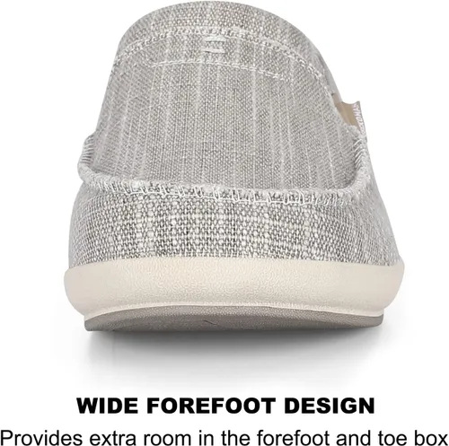 Vista 4 de Slip On Shoes for Men, Plantar Fasciitis Canvas Loafer Shoes with Arch Support, Orthopedic Casual Non Slip Mule Shoes with Rubber Sole