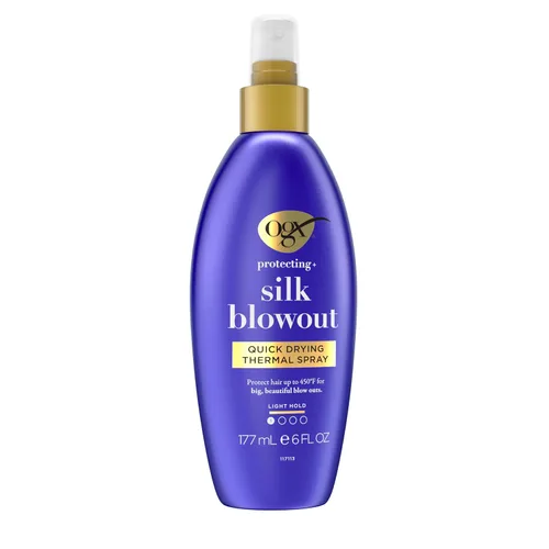 Vista 6 de OGX Protección + Silk Blowout Spray térmico de secado rápido, 6 fl oz (64052)