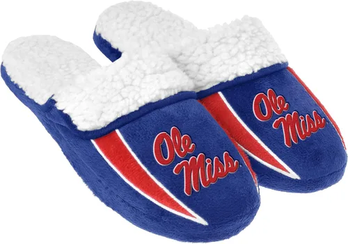 Vista 5 de FOCO mens NCAA College Team Logo Sherpa Moccasin Slippers