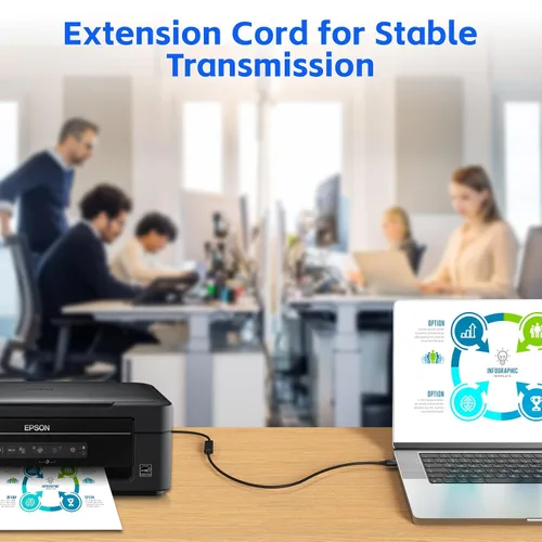 Vista 5 de Cable de extensión USB 3.0 de 7 pies, paquete de 2, USB A hembra a macho, compatible con unidad flash, disco duro, lector de tarjetas, cámara web
