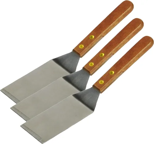 Vista 6 de Chef Craft Espátula para galletas con mango de madera ranurado de acero inoxidable, 8 pulgadas de largo, natural