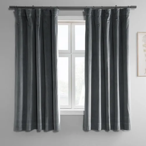 Vista 80 de HPD Half Price Drapes Cortinas Opacas Térmicas de Terciopelo Signature para Sala de Estar de 63 Pulgadas de Largo (1 Panel) con Bolsillo para Barra