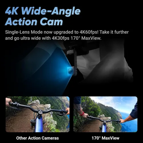 Vista 2 de Insta360 Cámara de acción impermeable X4-8K 360, video gran angular 4K, efecto selfie stick invisible, protectores de lente extraíbles, duración