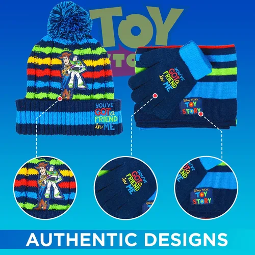 Vista 6 de Toy Story - Bufanda de invierno y guantes de nieve para niños y niñas juego de 3 piezas lindo y cálido para exteriores incluye caja de regalo
