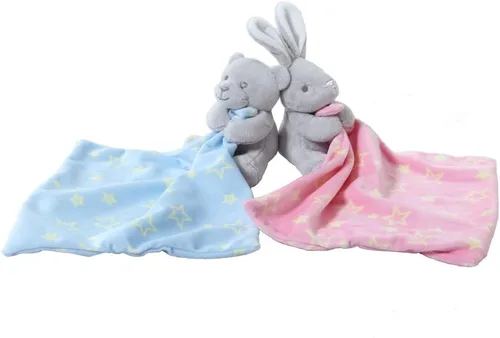 Vista 17 de CREVENT Manta de seguridad facial de animales de felpa suave para niños y niñas, gran regalo para cumpleaños, baby shower (perro azul + etiqueta)
