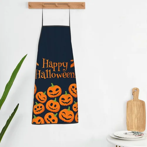 Vista 6 de Delantales de Halloween para mujeres, decoraciones de calabaza de Halloween para hombres, parrilla, cocinero, cocina, delantal de otoño, regalos
