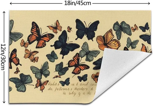 Vista 2 de 6 PCS PVC Placemats Set Place Mats Butterflies Flying Non-Slip Weave Place Mats 12" x 18" Farmhouse Table Mat Set for Family Dinners Wedding Parties