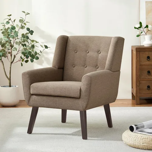 Vista 16 de HUIMO Silla de Acento para Sala de Estar, Sillón Tapizado con Botones Capitoné, Sillas de Sofá de Tela de Lino para Dormitorio, Sala de Estar, Silla