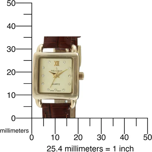 Vista 6 de Peugeot - Reloj cuadrado pequeño con correa de piel auténtica para mujer