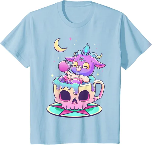 Vista 9 de Kawaii Pastel Goth Cute espeluznante Pentáculo Baphomet - Camiseta de cabra, Negro