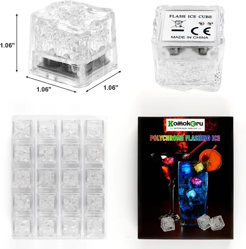 Vista 9 de 100 cubos de hielo iluminados para bebidas, cubos de hielo LED multicolor con luces cambiantes, cubos de hielo impermeables IP67 brillantes, eleva