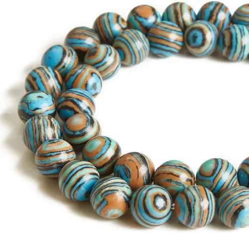 Vista 40 de 60 piezas de cuentas de turquesa africana natural de 6 mm, cuentas de piedras preciosas naturales, cuentas sueltas redondas para hacer joyas