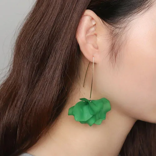 Vista 4 de Joyería de moda para mujer, con forma de pétalos de Bohemia, con forma de gota larga