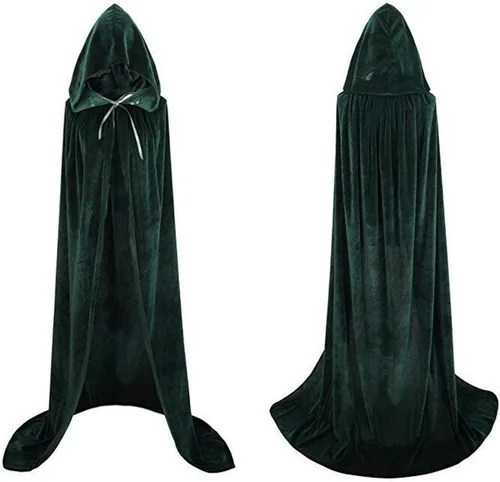 Vista 2 de Capa unisex de terciopelo con capucha para Halloween, juego de rol, disfraz de capa