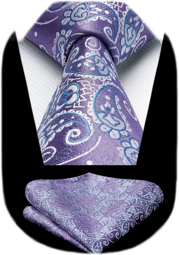 Vista 154 de HISDERN Corbatas para hombre, corbata de cachemira y bolsillo cuadrado tejido clásico floral para hombre, corbata de fiesta de boda