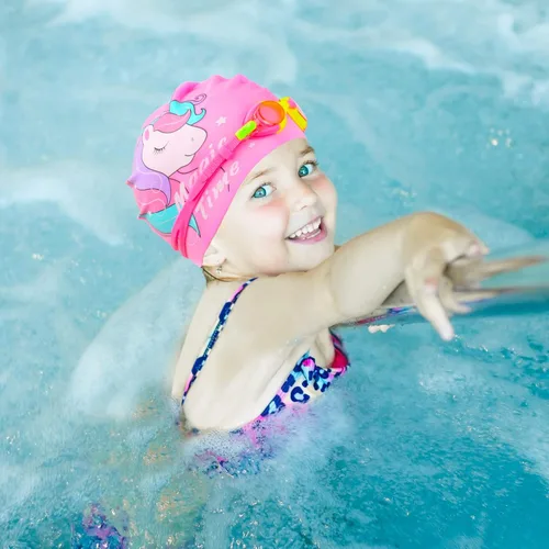Vista 5 de Gorros de natación para niñas, gorro de natación de silicona para niños pequeños, gorros de natación duraderos y cómodos para niñas