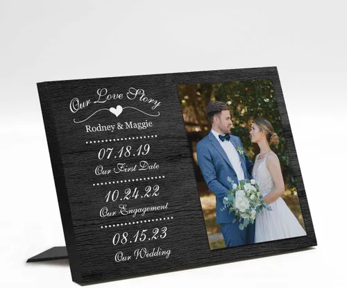 Vista 21 de Marco de fotos de boda personalizado con nombre de foto, regalos de boda personalizados para parejas, marco de fotos de boda personalizado, regalo