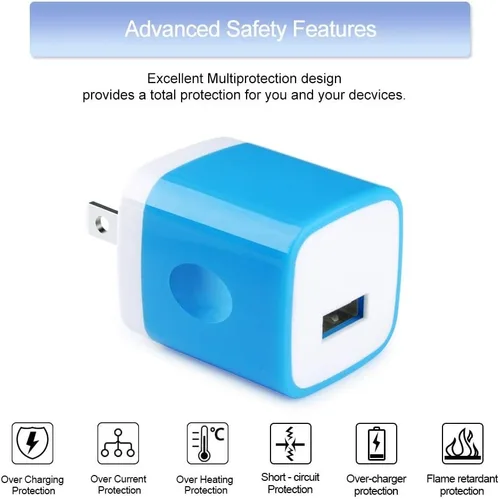 Vista 3 de Cargador de teléfono Android, paquete de 4 adaptadores de corriente de 1A/5 V con cable micro USB de nailon trenzado de carga rápida de 6 pies