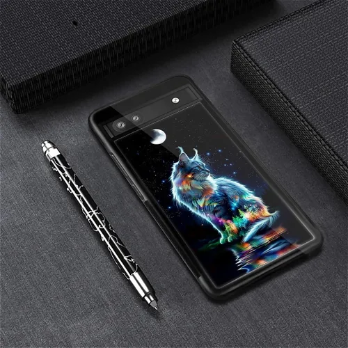 Vista 452 de Compatible con Google Pixel 4A 5G Mobile Case Creative Acrylic Panel trasero Silicona Protección Grip especialmente diseñado para Google Pixel 4A 5G