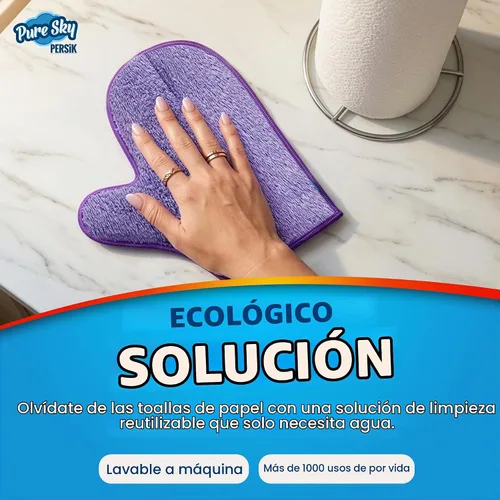 Vista 7 de persik Pure-Sky - Guante de limpieza de microfibra Ultra – Just Add Water No necesita detergentes – 2 en 1, combinación para vidrio y multiusos