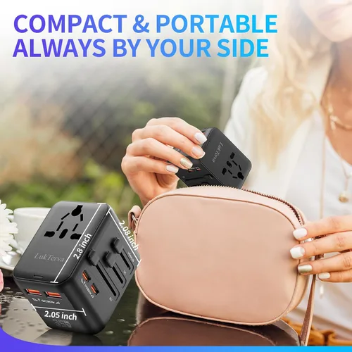 Vista 6 de Adaptador de viaje universal de carga rápida de 35 W todo en uno con 4 puertos (2 USB-C + 2 USB-A) - Convertidor de enchufe mundial para EE. UU.