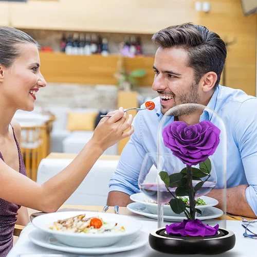 Vista 3 de Forever Preserved - Regalos de cumpleaños con forma de corazón real para mujeres, flor eterna en cristal, regalo para el día de San Valentín, día