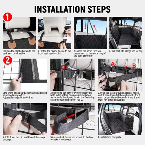 Vista 6 de YJGF Funda de asiento de automóvil para perro, extensor de asiento trasero