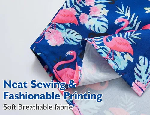 Vista 6 de Camisa hawaiana para niños, manga corta, tropical, linda, casual, con botones, para jóvenes, niños, verano, playa