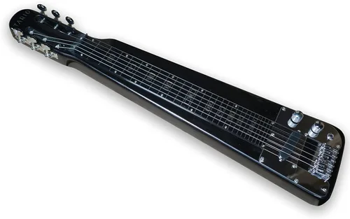 Vista 5 de TARIO Lap Steel Guitar 6 String Cabeza ranurada Stock Electric Slide Guitarras con bolsa de concierto (negro)
